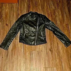 Womens Soho Babe Faux Leather Moto Bomber Jacket Small